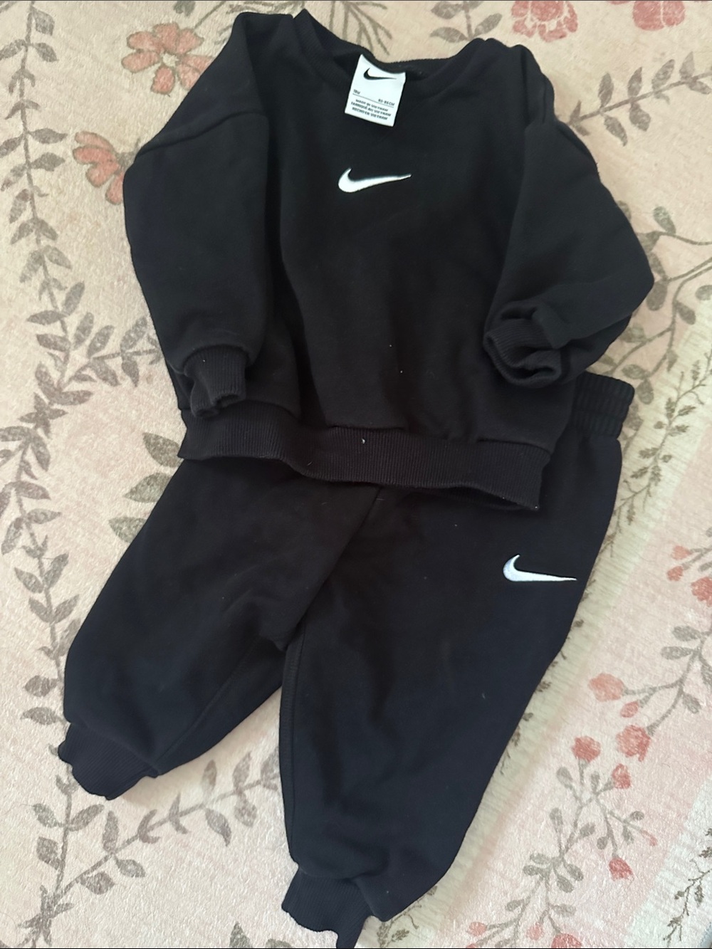 Nike Kids Black Sweat Set with White Swoosh